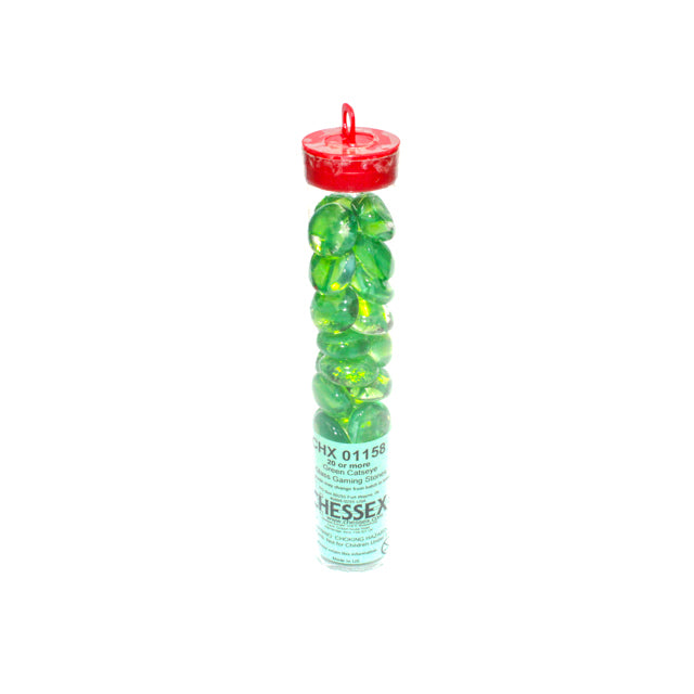 PREORDER CHX 01158L Large Catseye Green Glass Stones Tube