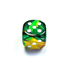 PREORDER CHX DG5025 Gemini Gold-Green/white 50mm d6 dice w/pips