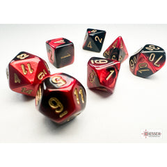 CHX 20633 Gemini Mini-hedral Black-Red/gold 7-Die Set