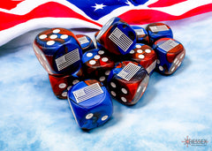 CHX 29065 United States War Dice Gemini Blue-Red/white 16mm d6 Dice Block (12 dice)