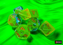 PREORDER CHX 26470 Gemini Plasma Green-Teal/orange Luminary Polyhedral 7-Dice Set