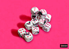 PREORDER CHX 26669 Gemini Black-White/pink 16mm d6 Dice Block (12 dice)