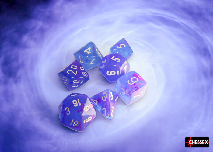 PREORDER CHX 27567 Nebula Aura/white Luminary Polyhedral 7-Dice Set