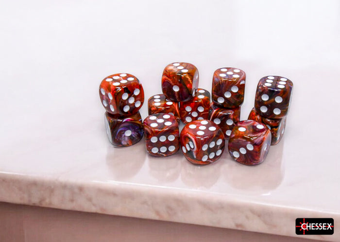 PREORDER CHX 27743 Festive Symphony/white 16mm d6 Dice Block (12 dice)