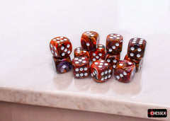 PREORDER CHX 27743 Festive Symphony/white 16mm d6 Dice Block (12 dice)