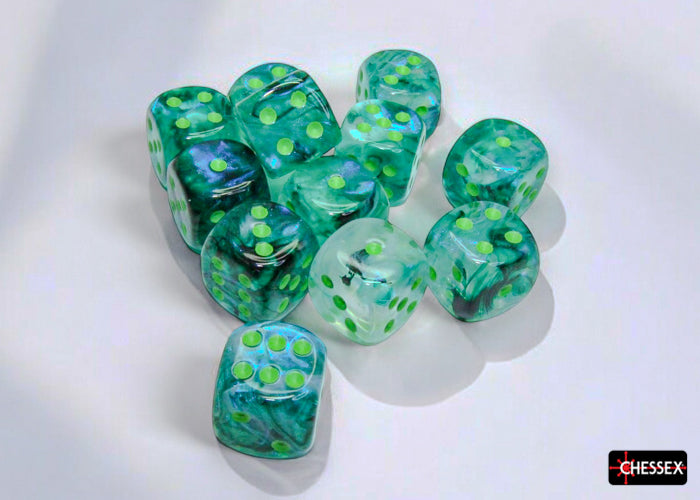 PREORDER CHX 27795 Borealis Kelp/light green Luminary 16mm d6 Dice Block (12 dice)