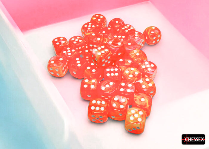 PREORDER CHX 27953 Festive Dahlia/white Luminary 12mm d6 Dice Block (36 dice)