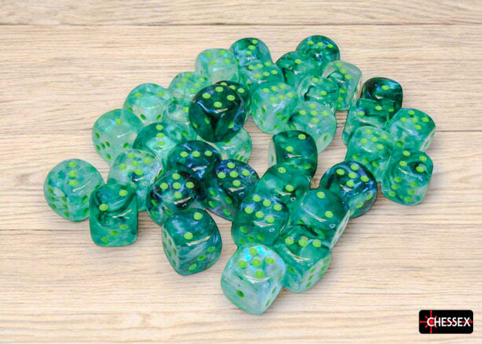 PREORDER CHX 27995 Borealis Kelp/light green Luminary 16mm d6 Dice Block (12 dice)