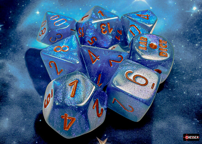 PREORDER CHX 30069 Borealis Midnight/copper Polyhedral 7-Dice Set (with bonus die)