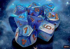 PREORDER CHX 30069 Borealis Midnight/copper Polyhedral 7-Dice Set (with bonus die)