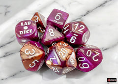 PREORDER CHX 30071 Gemini Copper-Purple/white Polyhedral 7-Dice Set (with bonus die)