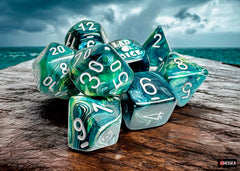 PREORDER CHX 30072 Lustrous Neptune/grey Polyhedral 7-Dice Set (with bonus die)
