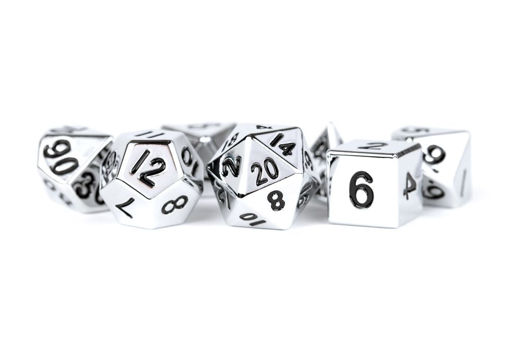 PREORDER Fanroll: 16mm Metal Polyhedral Dice Set: Silver