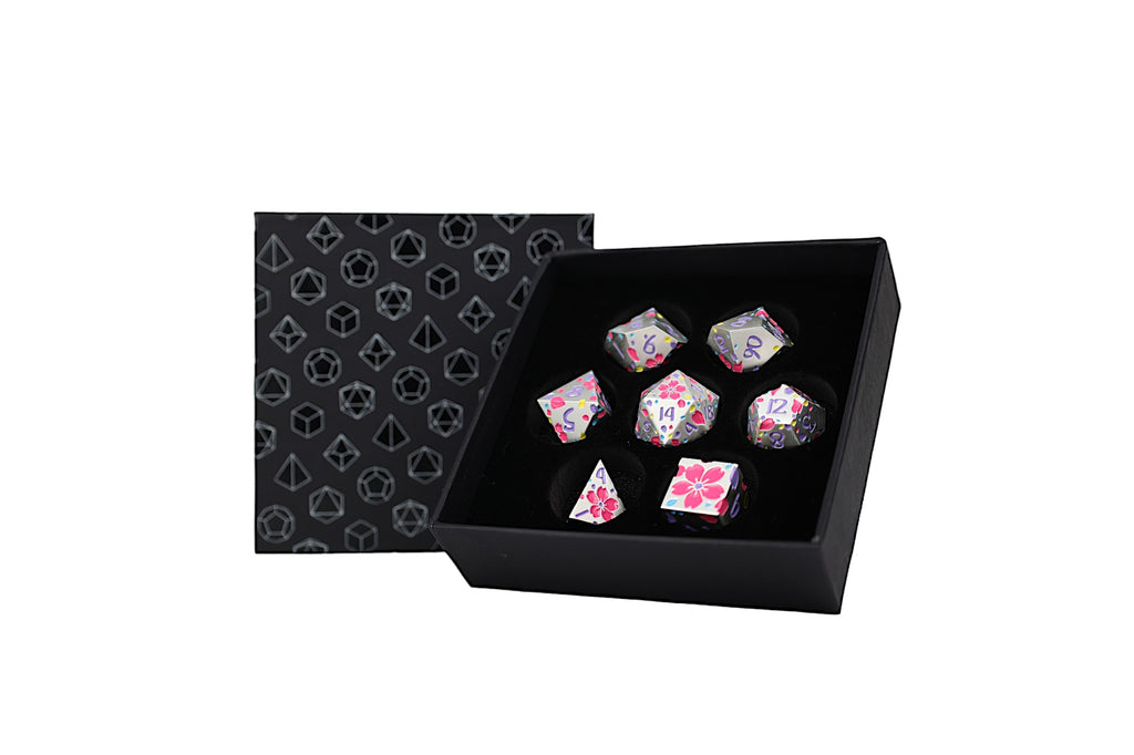 LPG Dice RPG Set Inscripted Sakura Pastel White