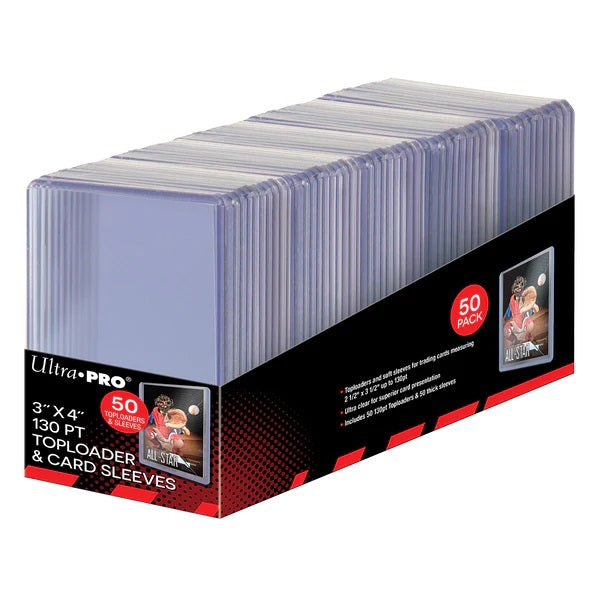 PREORDER Ultra Pro: 3" X 4" Super Thick 130PT Toploader with Thick Card Sleeves 50ct