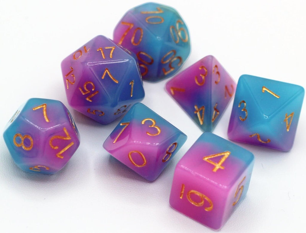 PREORDER Pink & Blue Glow in the Dark Role Playing Game Dice