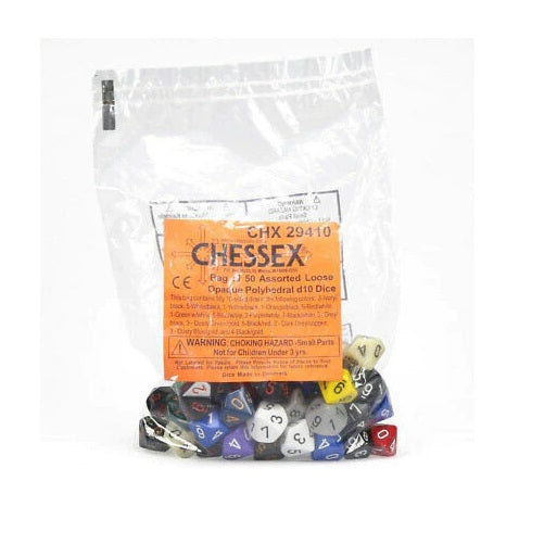 CHX 29410 Opaque Bag of 50 Assorted Polyhedral d10