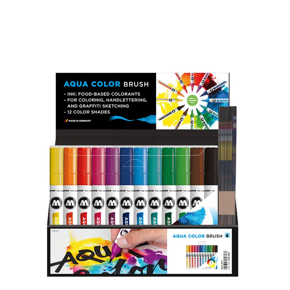 PREORDER Molotow - Displays - Aqua Color Brush Sets Stand Display (Stand with Stock)