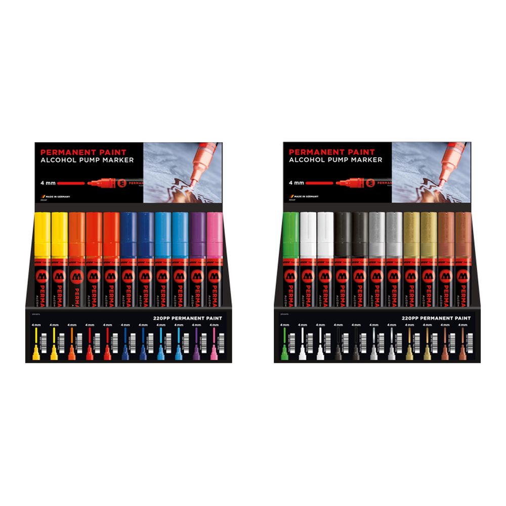 PREORDER Molotow - Displays - 220PP Alcohol Pump Marker Stand Display (Stand with Stock)