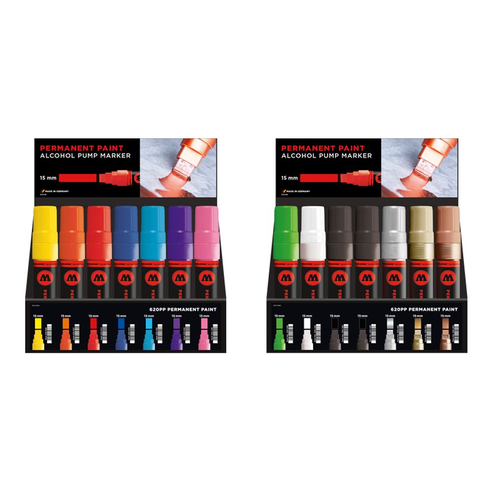 PREORDER Molotow - Displays - 620PP Alcohol Pump Marker A+B Stand Display (Stand with Stock)