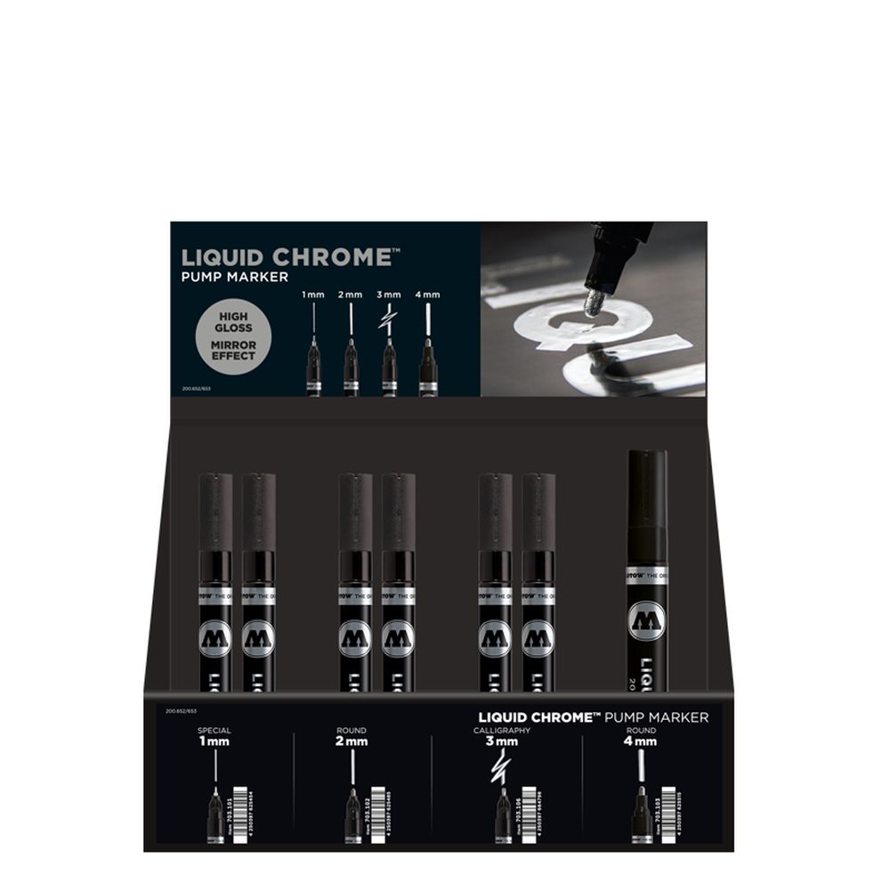 PREORDER Molotow - Displays - Liquid Chrome V Stand Display (Stand with Stock)