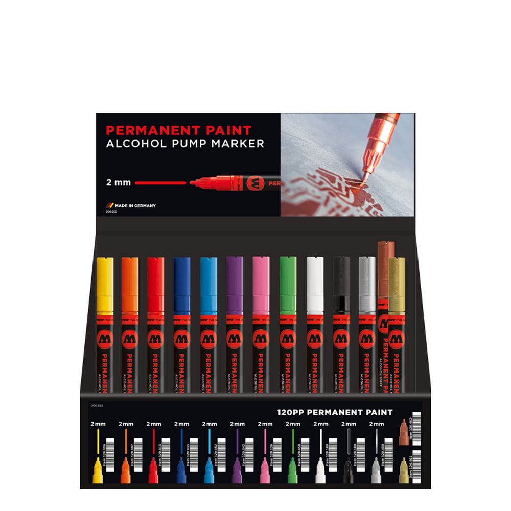 PREORDER Molotow - Displays - 120PP Alcohol Pump Marker Stand Display (Stand with Stock)