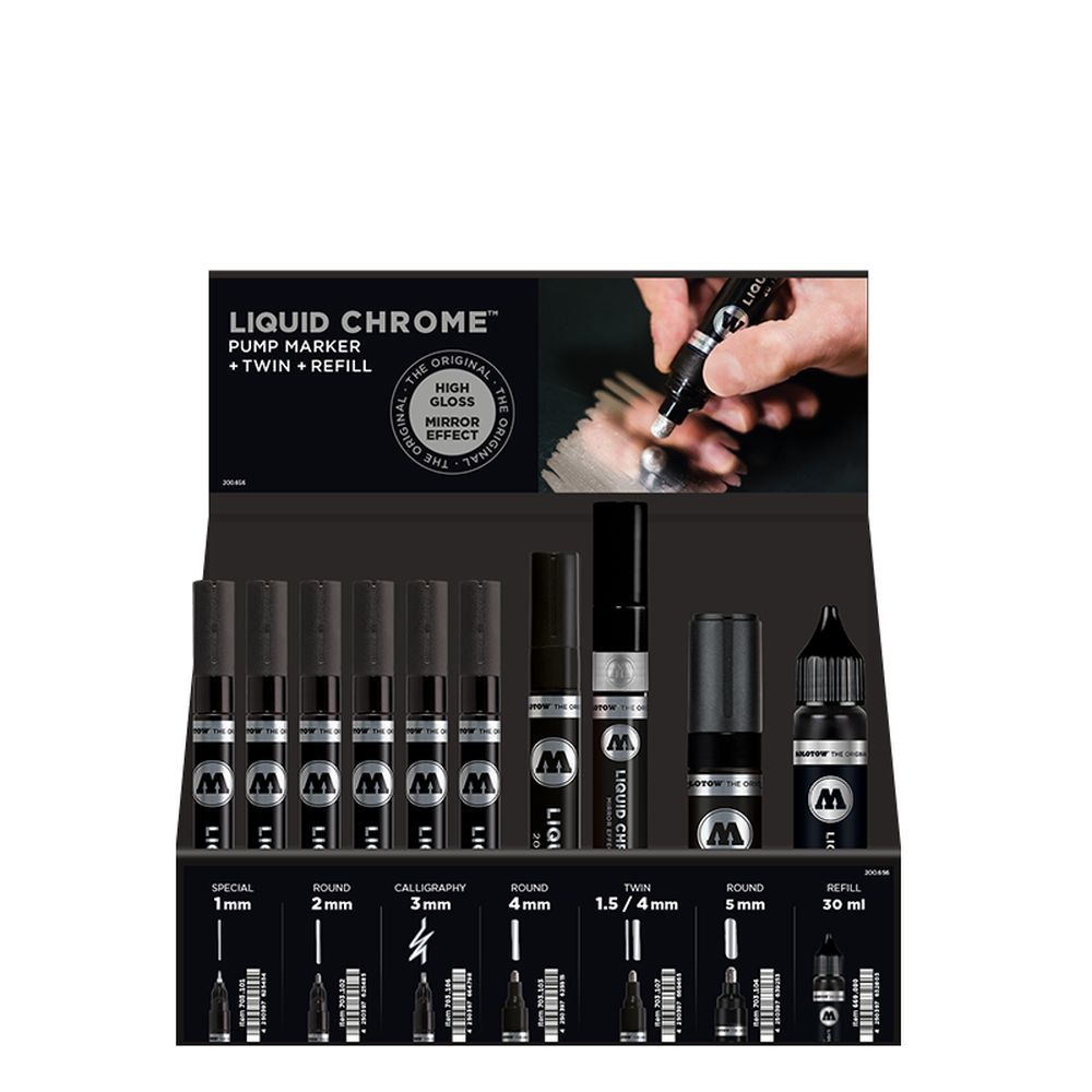 PREORDER Molotow - Displays - Liquid Chrome VIII Stand Display (Stand with Stock)