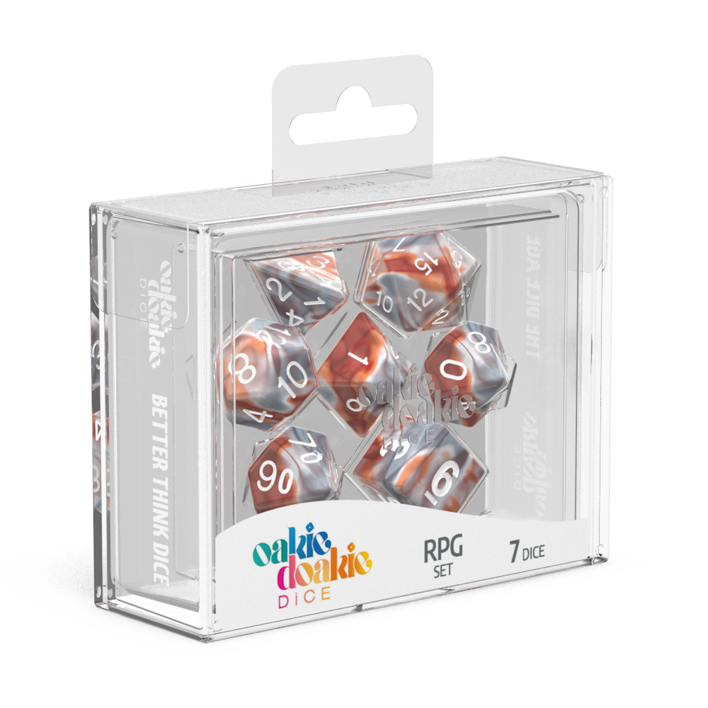 Oakie Doakie: Dice  RPG Set GemiDice  Silver-Rust (7)