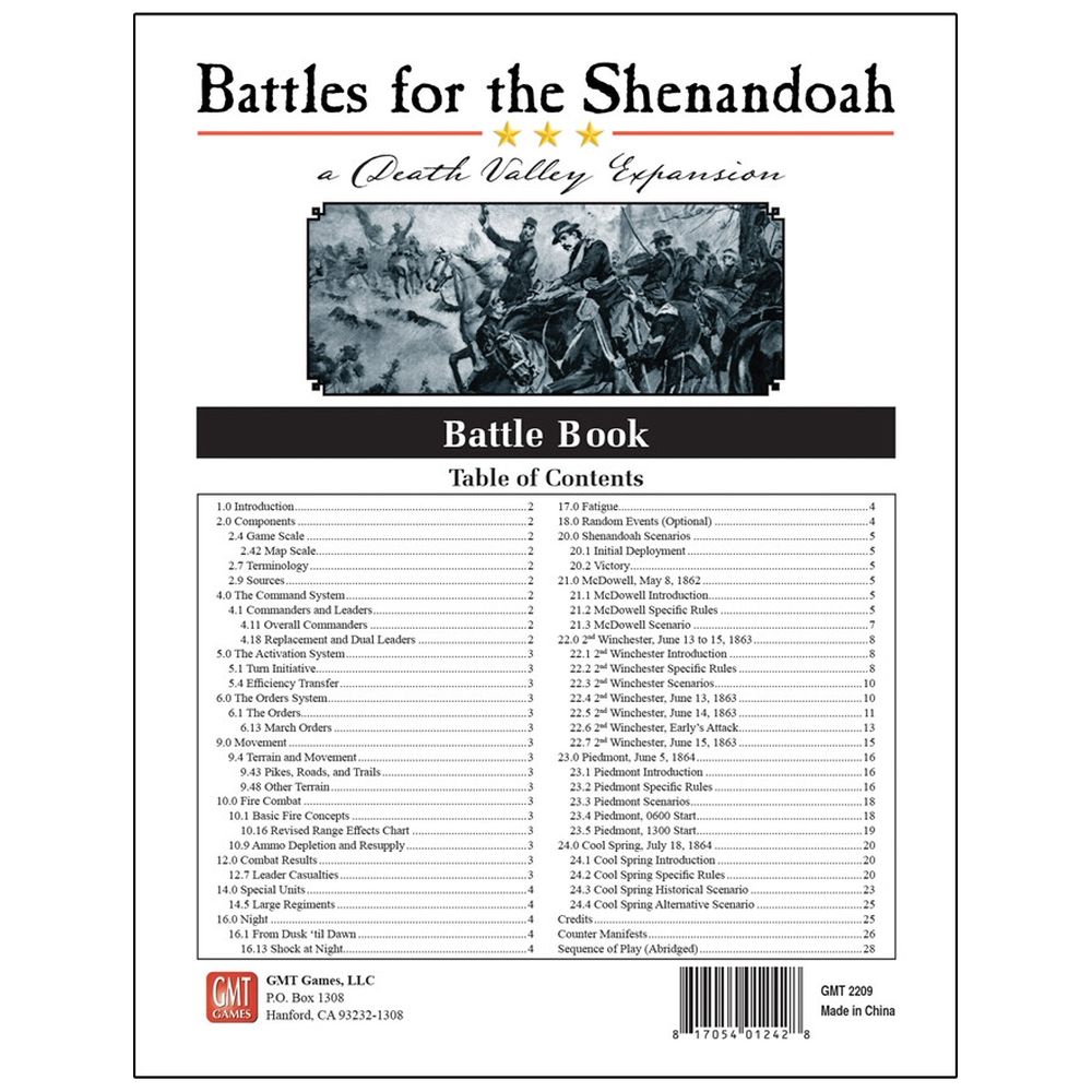 PREORDER GMT Games - Battles of the Shenandoah expansion