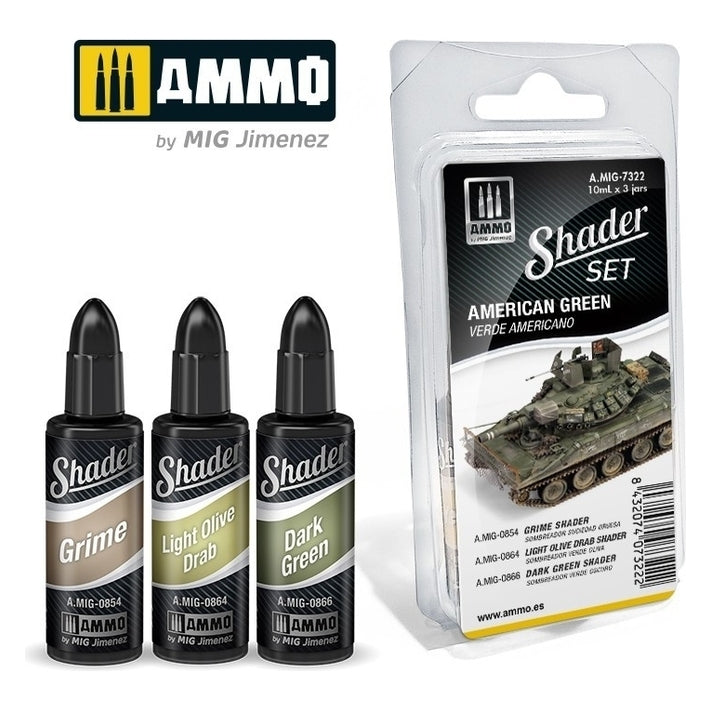 PREORDER Ammo by MIG - Shader -  American Green Set