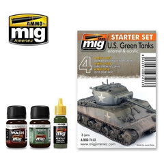 PREORDER Ammo by MIG - Weathering - Us Green Tanks Starter Set