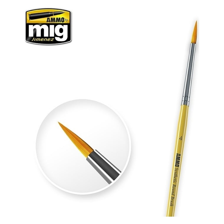PREORDER Ammo by MIG - Brushes - 4 Synthetic Round Brush