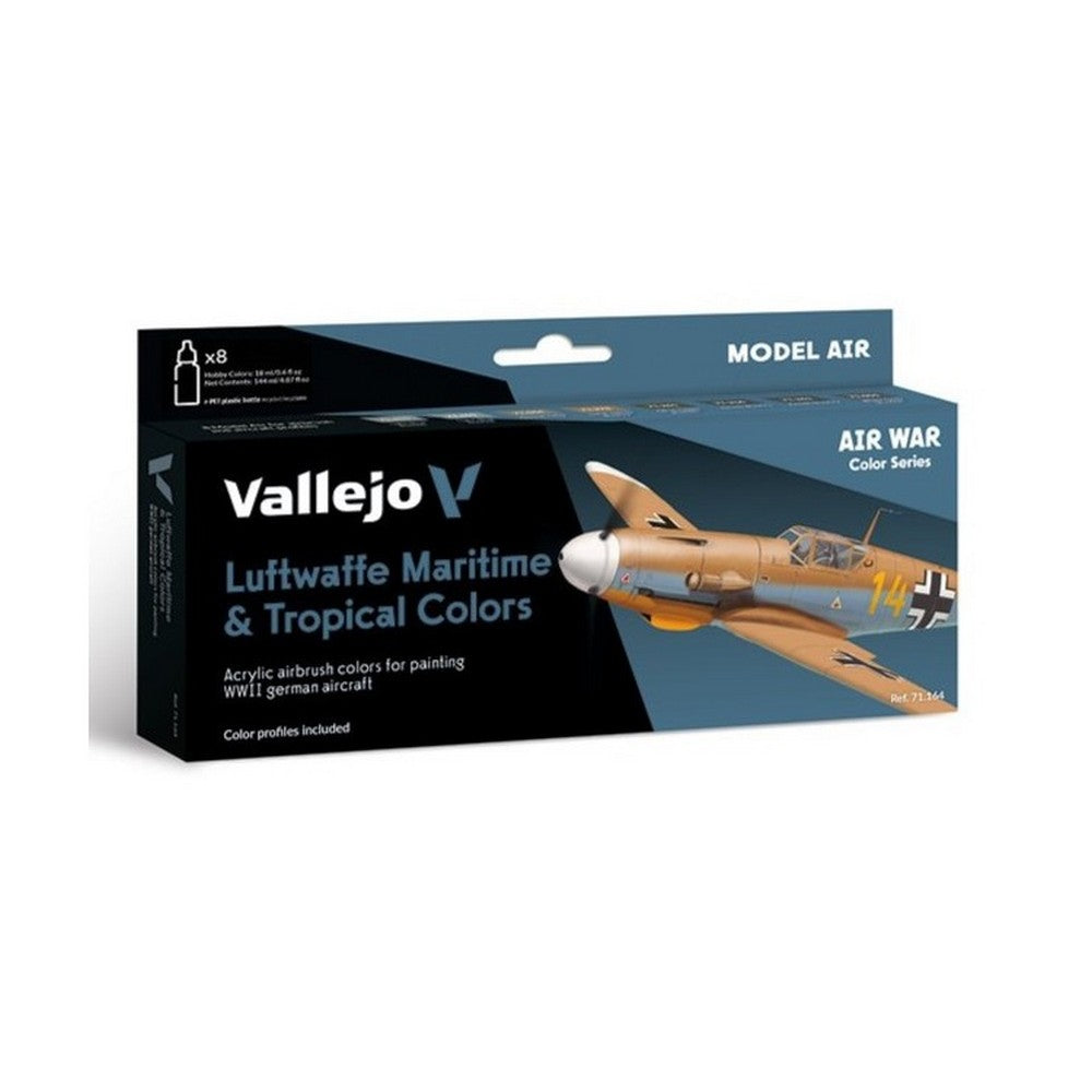 Vallejo - Model Air - Luftwaffe Maritime And Tropical Colors 1941 To End-War 8 Colour Set
