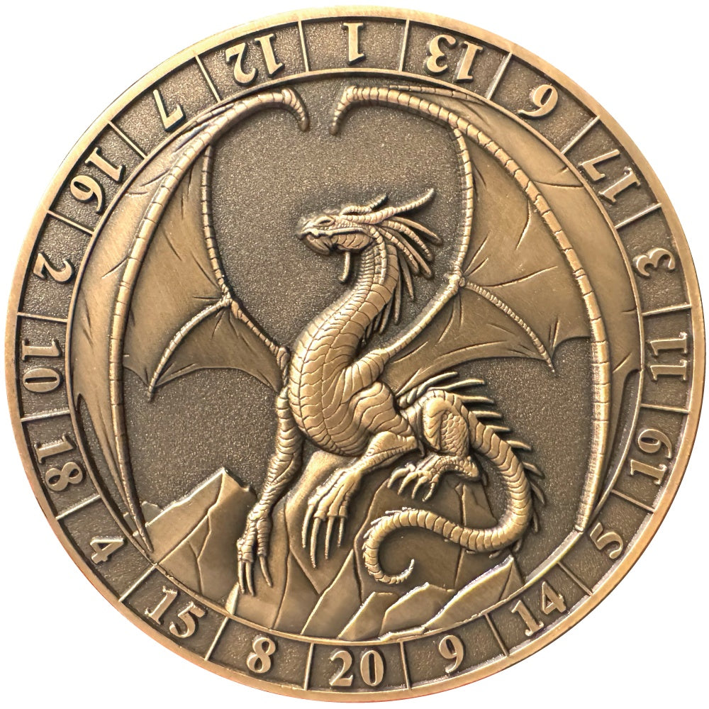 PREORDER Dice Coin D20 Lawful Gold Dragon