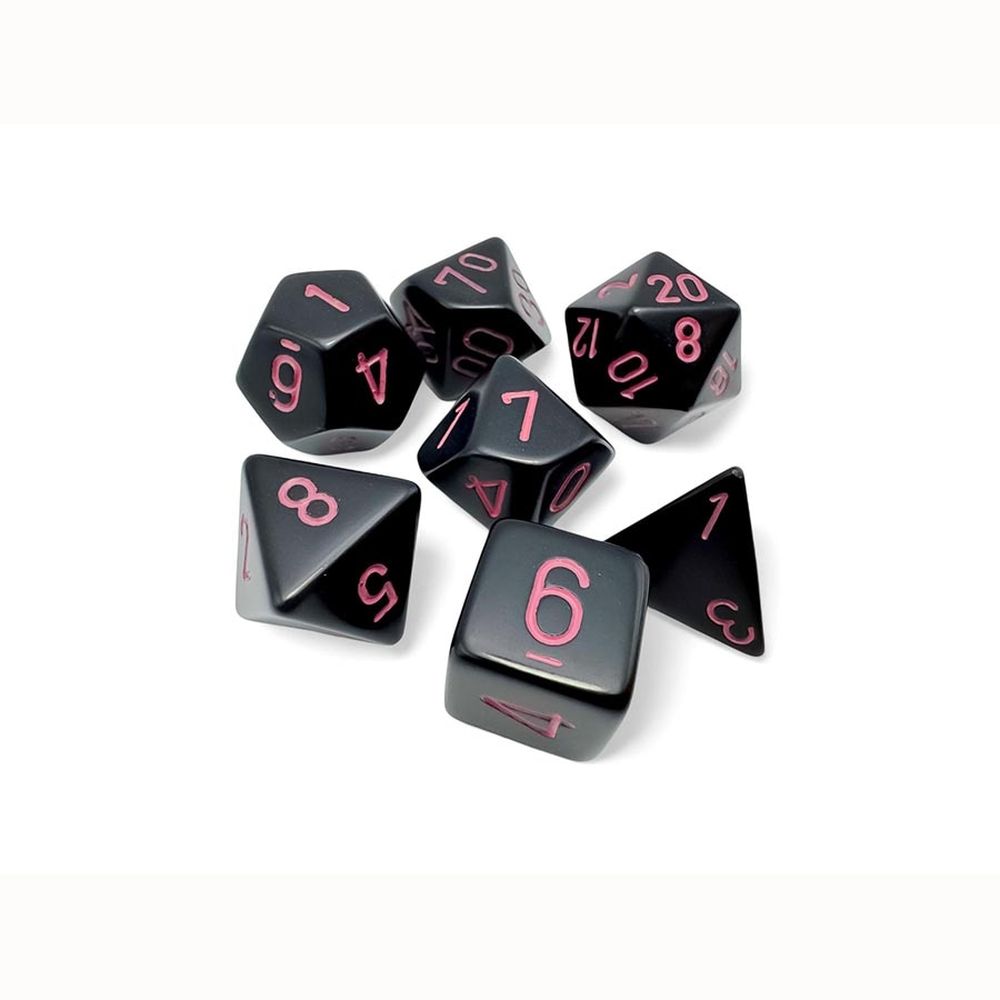 PREORDER CHX 25448 Opaque Polyhedral Black/pink 7-Die Set
