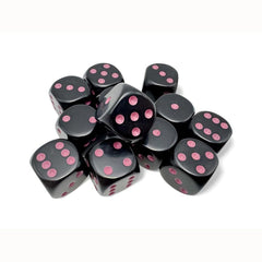 PREORDER CHX 25648 Opaque 16mm d6 Black/pink Dice Block (12 dice)