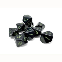 PREORDER CHX 25258 Opaque Black/green Set of Ten d10s