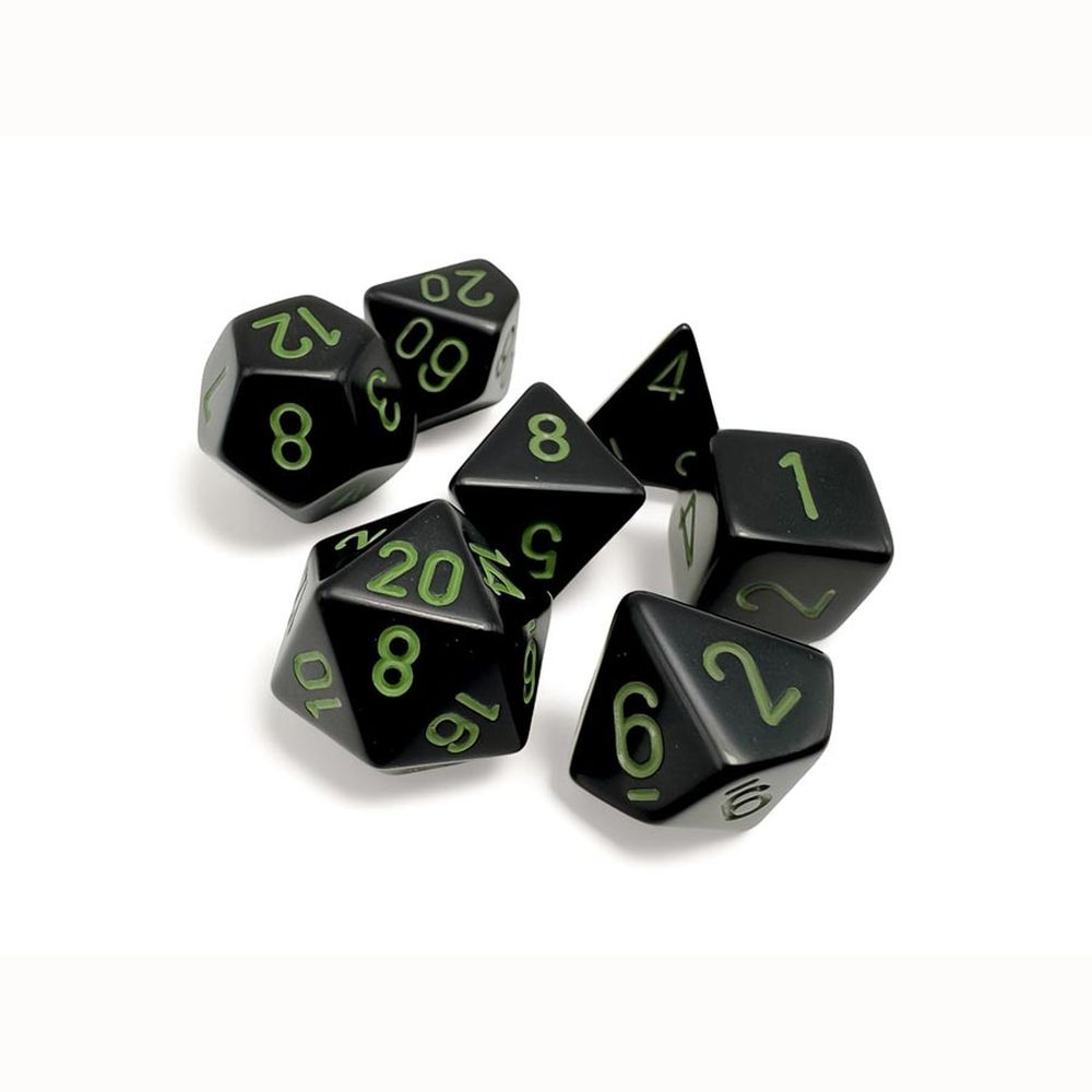 CHX 25458 Opaque Polyhedral Black/green 7-Die Set