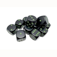 PREORDER CHX 25658 Opaque 16mm d6 Black/green Dice Block (12 dice)