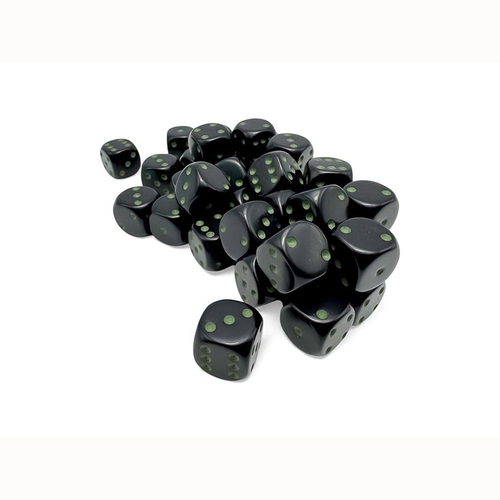 PREORDER CHX 25858 Opaque 12mm d6 Black/green Dice Block (36 dice)