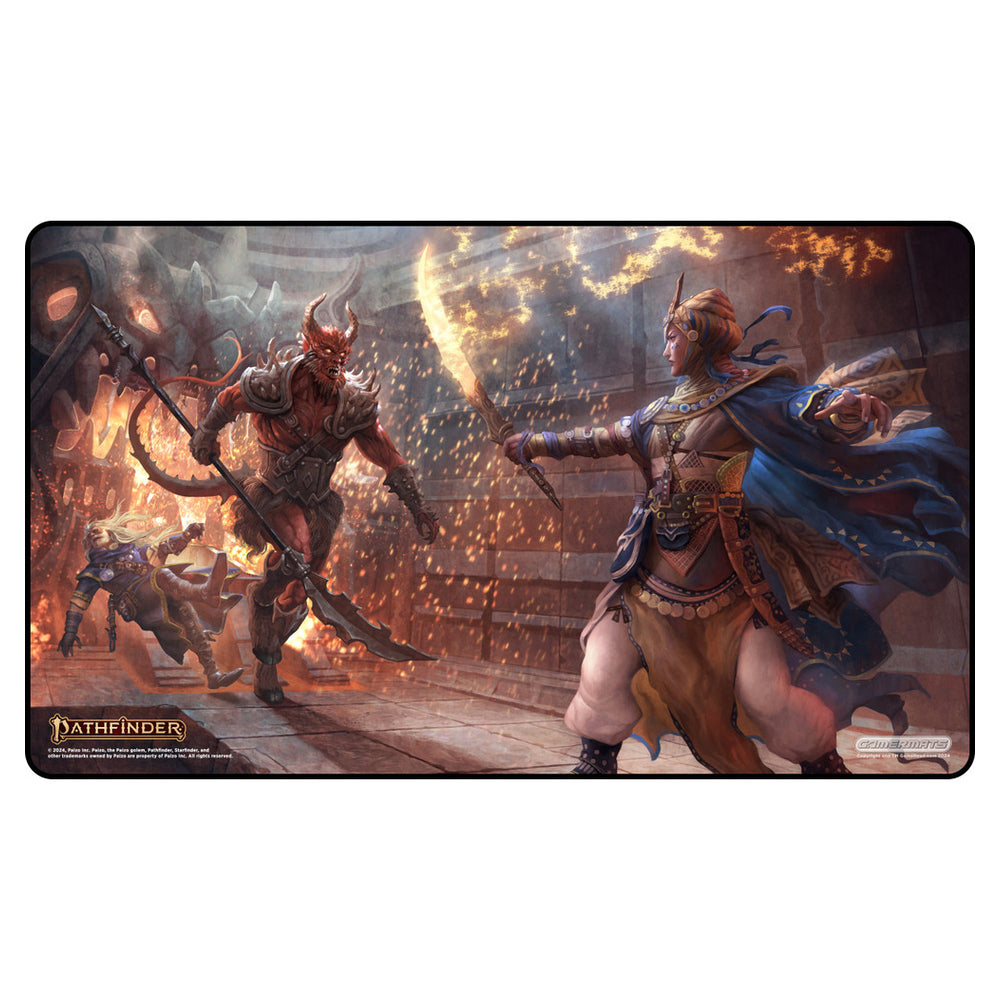 PREORDER GamerMats: Kyra vs Barbazu Drill Sergeant - Pathfinder Playmat