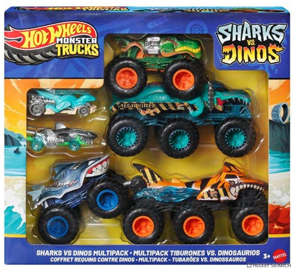 PREORDER Hot Wheels - Monster Trucks - Hwmt Sharks Vs. Dinos Multipack