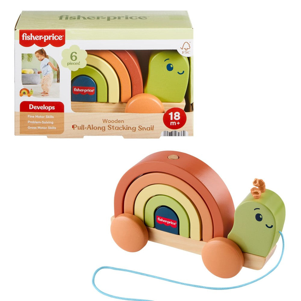 PREORDER Infant Toys - Wooden Pull Along Stacking Snail