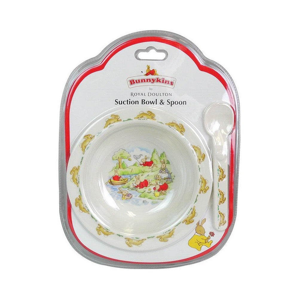 PREORDER Bunnykins: Suction Bowl with Spoon - White