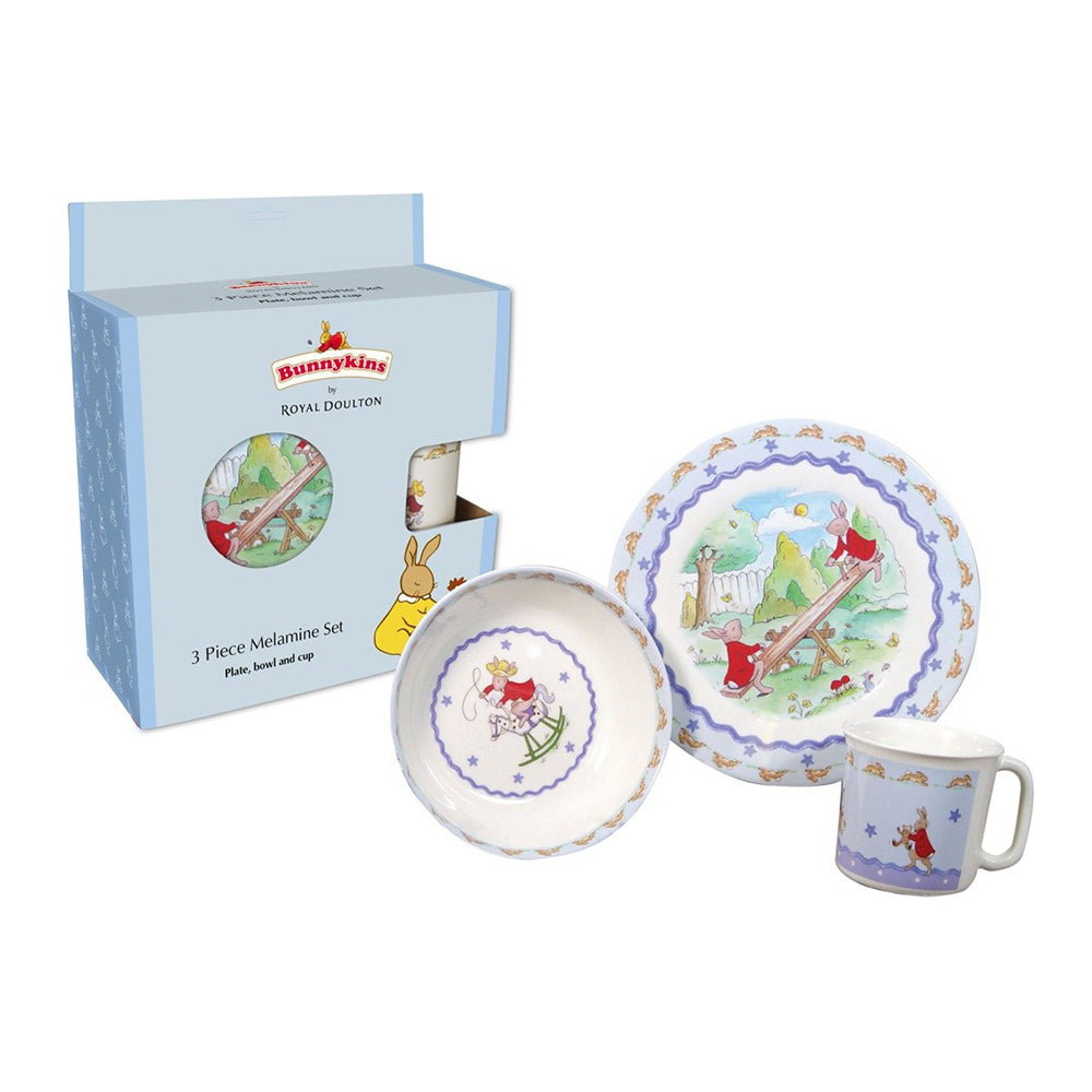 PREORDER Bunnykins: 3 Piece Melamine Set - Blue