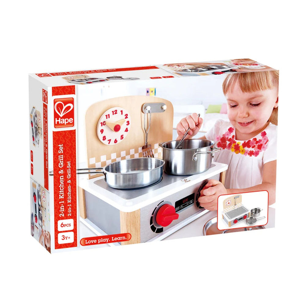 PREORDER Hape - Kitchen & Food: 2-in-1 Kitchen & Grill Set