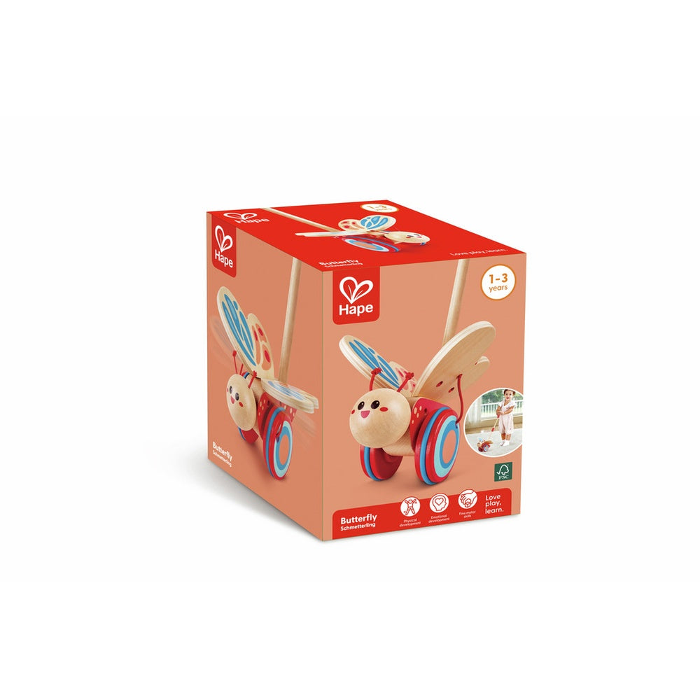 PREORDER Hape - Push & Pull: Butterfly