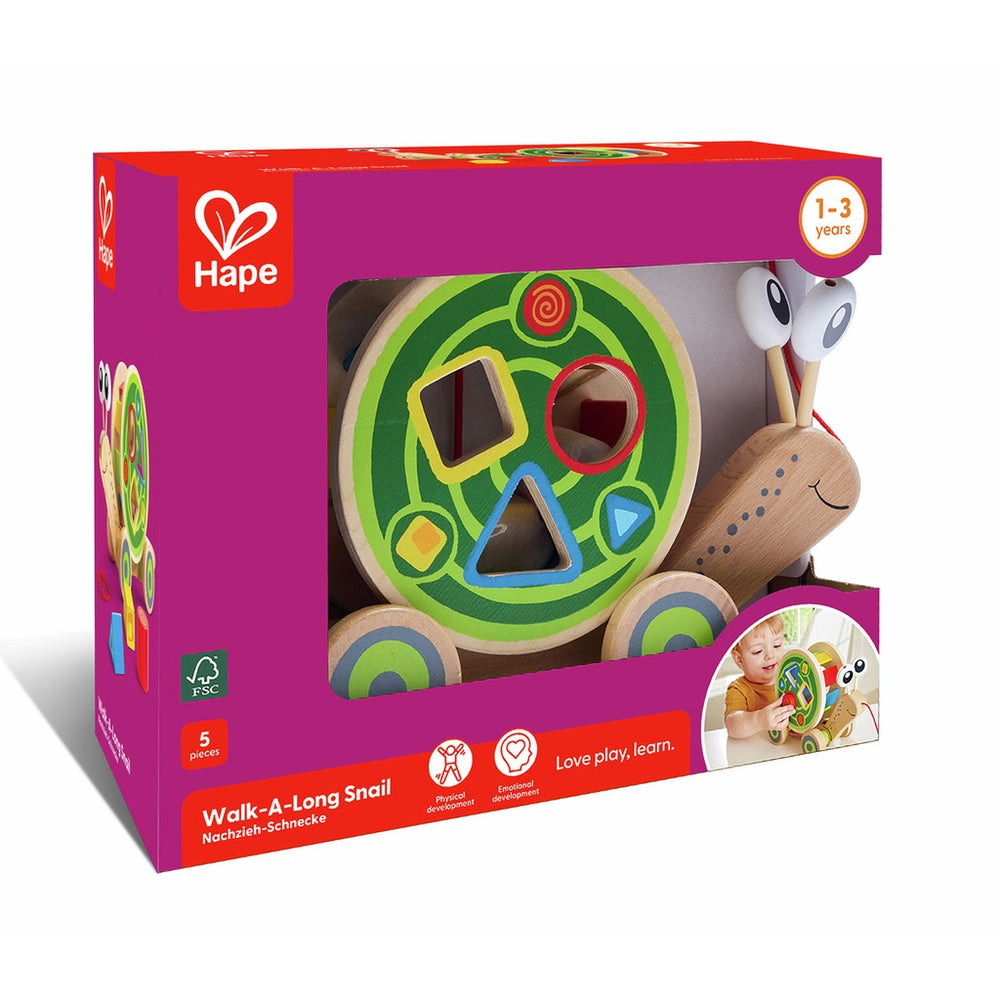 PREORDER Hape - Push & Pull: Walk-A-Long Snail