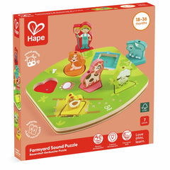 PREORDER Hape - Puzzles: Farmyard Sound Puzzle