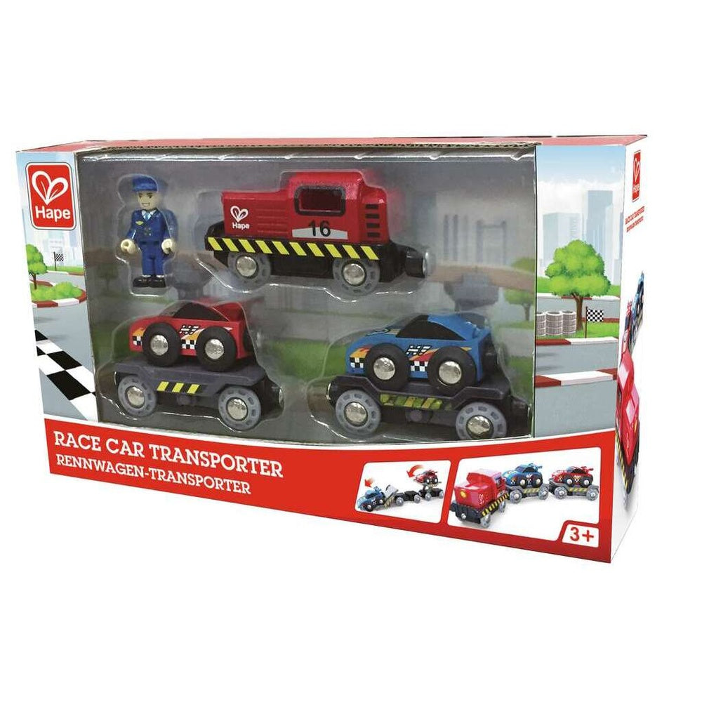 PREORDER Hape - Railway: Race Car Transporter